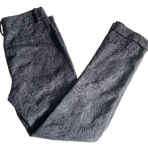 David Lerner black lace overlay tuxedo ankle crop pants size XS